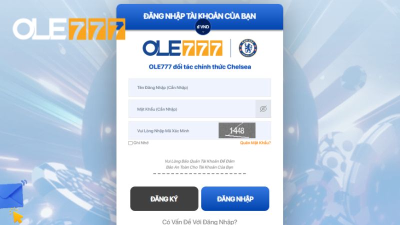 Người chơi đăng nhập vào tài khoản Ole777